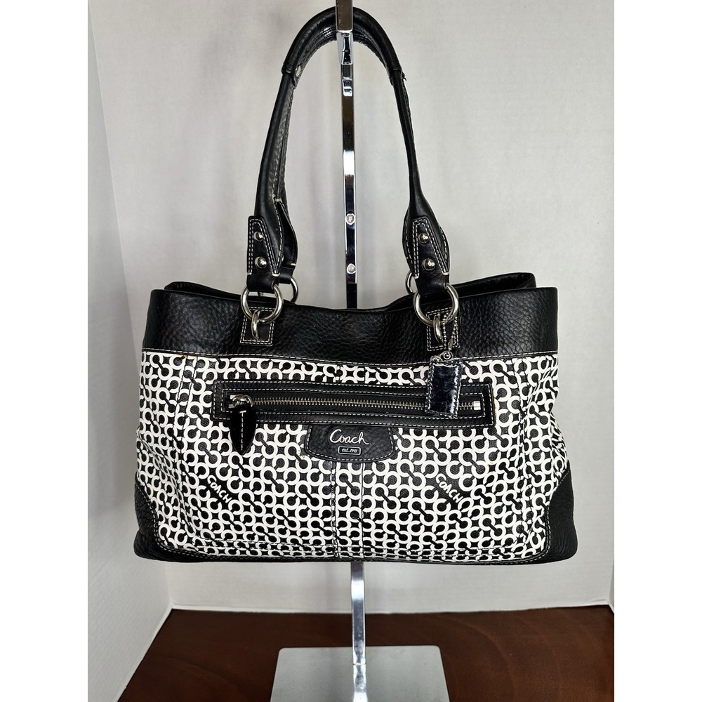 Coach Y2k OP Art Signature Penelope Leather Shoulder Handbag Logo Charm